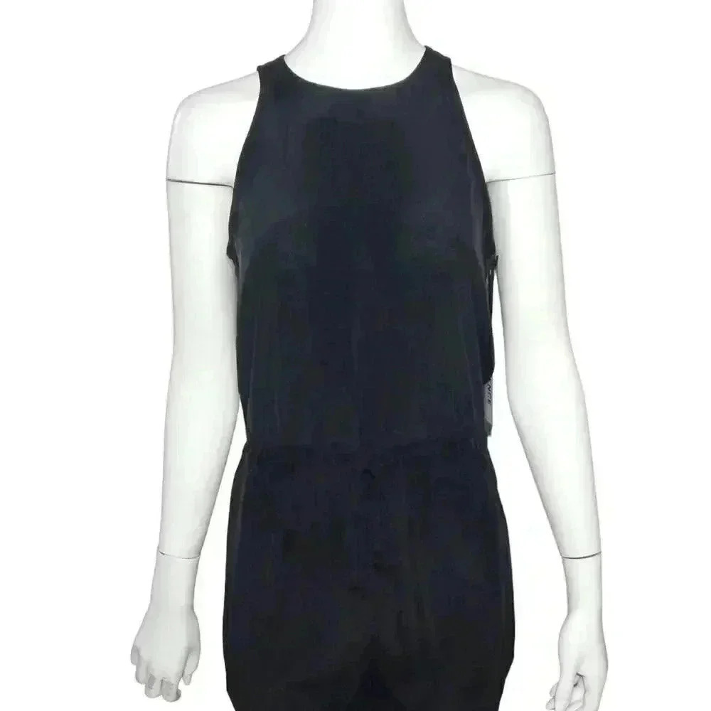 L’Agence Cooper Track Jumpsuit Black Silk Crepe de Chine Sleeveless Women’s sz 6